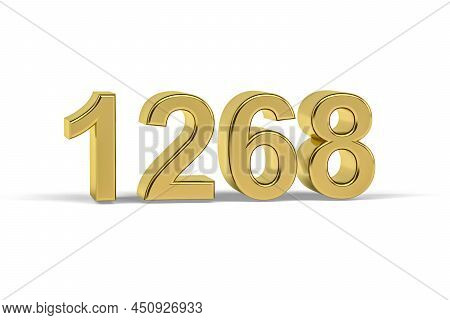 Golden 3d Number 1268 - Year 1268 Isolated On White Background - 3d Render