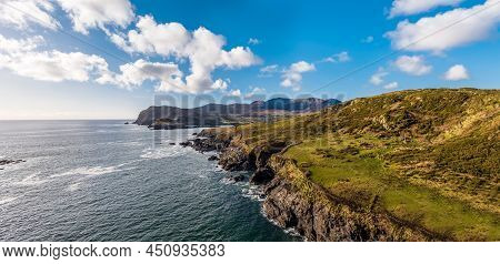 Aerial View Of The Beautiful Coast At Kilcar And Teelin In County Donegal - Ireland