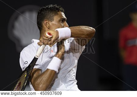 Rio, Brazil - February 15, 2022: Thiago Monteiro (bra) Plays Against Sebastian Baez (arg) In Match A