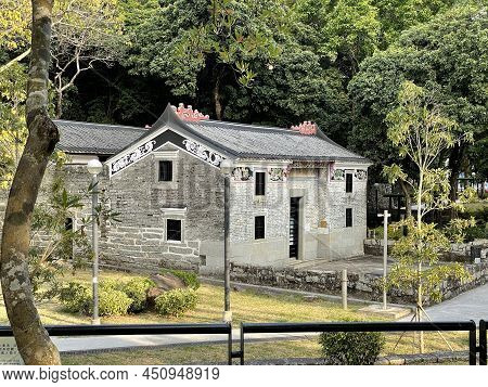 Shatin, Hong Kong - 12 Mar 2022: The Old House At Wong Uk Village - Declared Monuments In Hong Kong