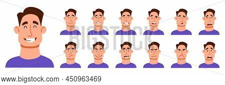 A Set Of Different Emotions Of A Handsome Man.