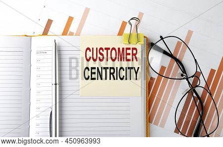 Text Customer Centricity On Sticker On The Notepad On Diagram Background