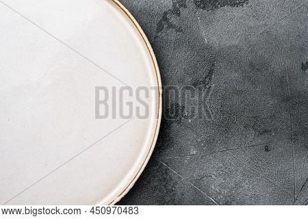 Empty White Plate Porcelain Set With Copy Space For Text Or Food With Copy Space For Text Or Food, T