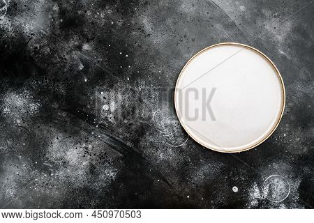 Porcelain Empty White Plate Set With Copy Space For Text Or Food With Copy Space For Text Or Food, T