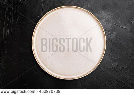 Rustic Plate Set With Copy Space For Text Or Food With Copy Space For Text Or Food, Top View Flat La