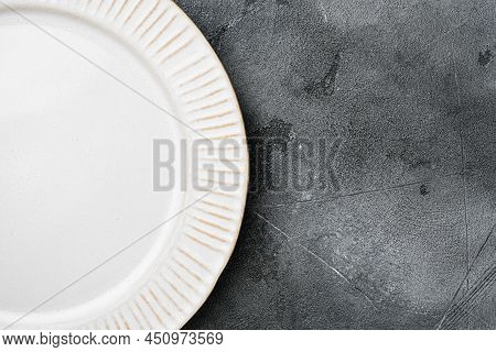 Rustic Plate Set With Copy Space For Text Or Food With Copy Space For Text Or Food, Top View Flat La