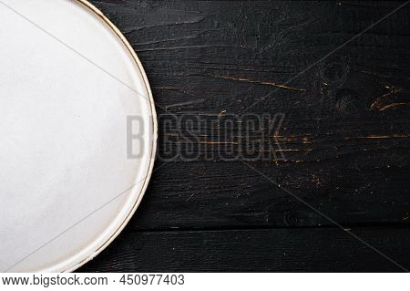 White Rustic Ceramic Plate Set With Copy Space For Text Or Food With Copy Space For Text Or Food, To