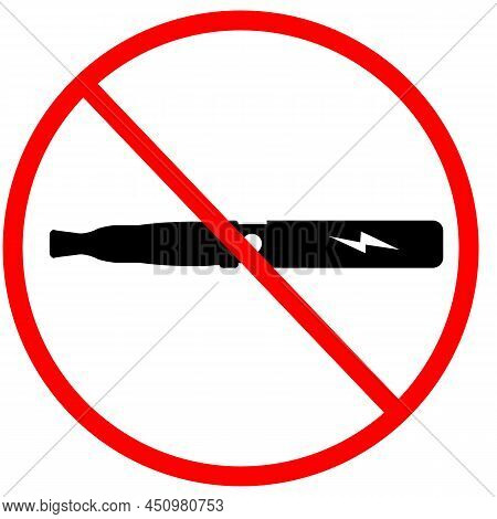 Electronic Cigarette Ban Icon On White Background. No Smoking Electronic Cigarettes Sing. No Vaping 