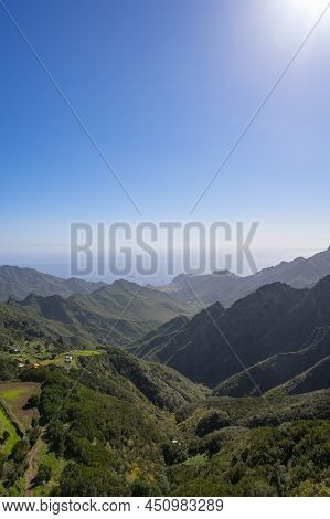 Panoramic View On Green Mountains Of Anaga National Park, North Of Tenerife, Canary Islands, Spain