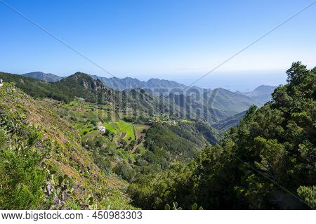 Panoramic View On Green Mountains Of Anaga National Park, North Of Tenerife, Canary Islands, Spain