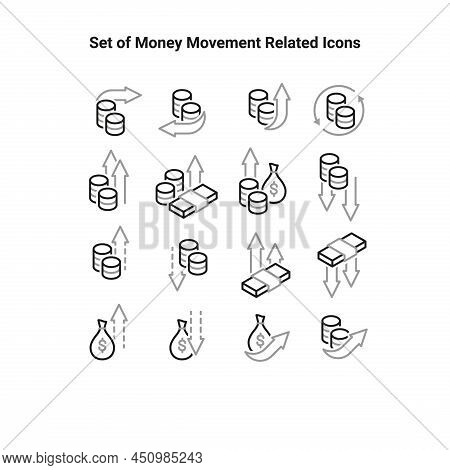 Simple Set Of Money Movement Related Vector Icons. Contains Such Icons As Profit, Cash Back, Gain, L