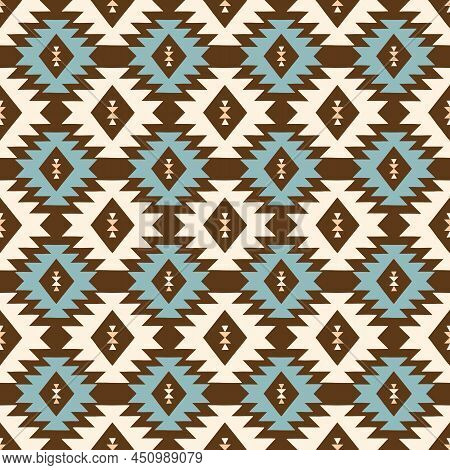 Hand Drawn Earthy Tones Tribal Vector Seamless Pattern. Navajo Graphic Print. Aztec Geometric Backgr