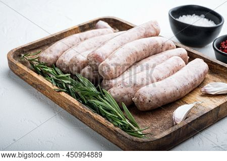 Traditional Mest Sausages, On White Background. Top View.