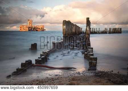Babie Doly, Poland - October 6, 2019: Ruins Of An Old Torpedo House In Babie Doly, Poland.