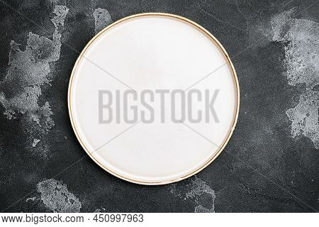 White Rustic Ceramic Plate Set With Copy Space For Text Or Food With Copy Space For Text Or Food, To