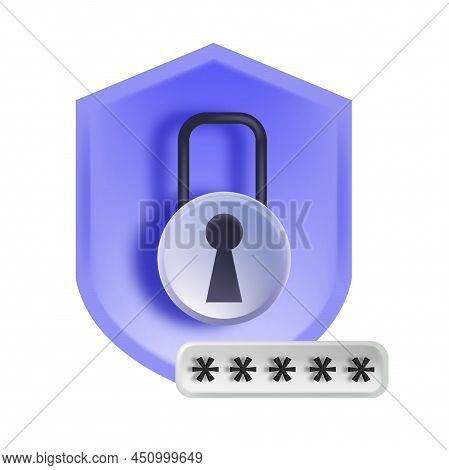3d Lock Icon, Vector Secure Log In Clipart, Secure Password Web Concept, Private Business Web Entry.