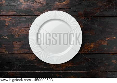 White Plate Empty Utensil Set With Copy Space For Text Or Food With Copy Space For Text Or Food, Top