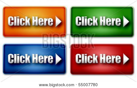 Set Of Colorful Click Here Web Buttons
