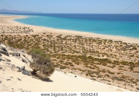 Pláž Playa De Sotavento, Kanárské ostrov Fuerteventura