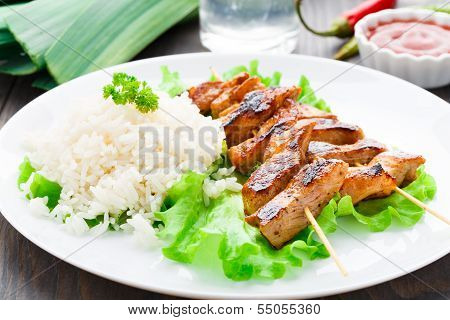 Grilled marinated pork with rice