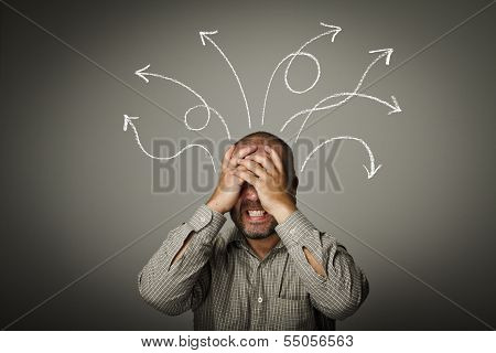 Frustrated. Man In Thoughts.