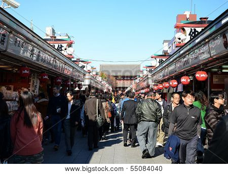 Tokyo, Japan - Nov 21 : Nakamise Shopping Street In Asakusa, Tokyo
