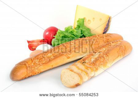 Baguette on white