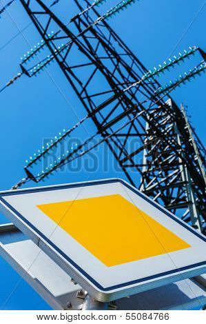poles of a power line. pylons for electricity.
