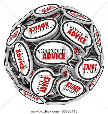 Career Advice Words Speech Bubbles Job Help Tips
