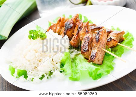Grilled marinated pork with rice