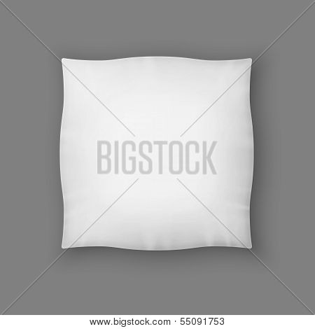 Blank Square White Pillow. Vector