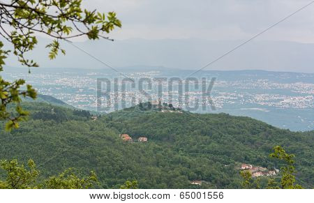 View Of A Mediterranean Town On A Hill