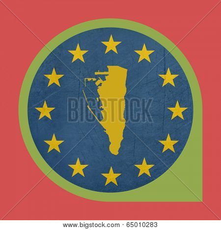 European Union Gibraltar marker pin button isolated on white background.