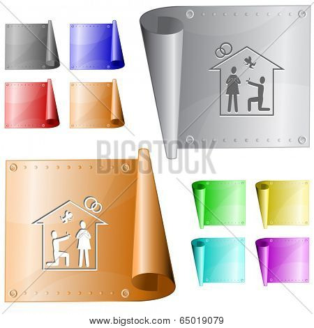 Home affiance. Vector metal surface.