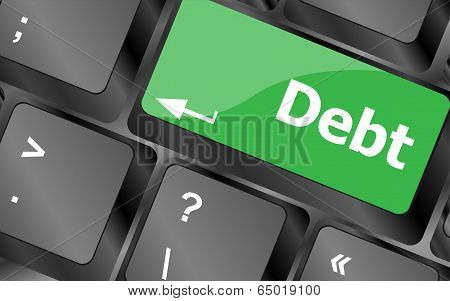 Computer Keyboard Key Debt, Business Concept