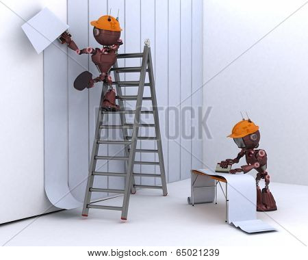3D Render of an Android hanging wallpaper