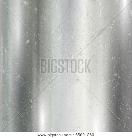 Detailed metallic background with a brushed metal effect and scratches and dints