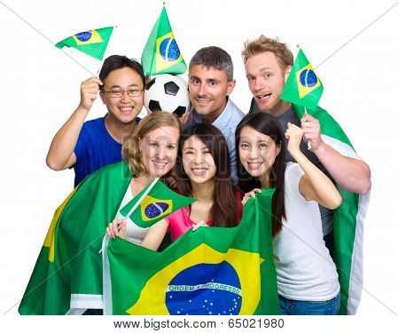 Group of soccer fans from different country 