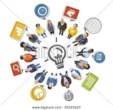 Multiethnic People Forming Circle and Innovation Concept