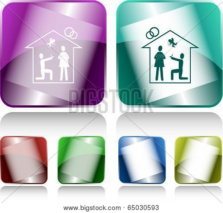 Home affiance. Internet buttons. Raster illustration.