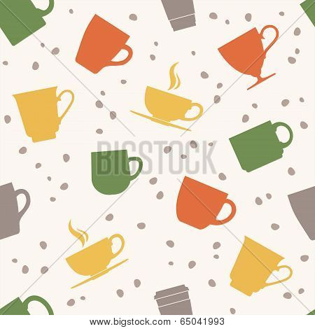 Colorful teacups seamless pattern