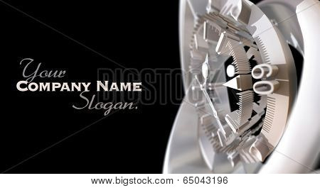 hite three-dimensional clock on a black background