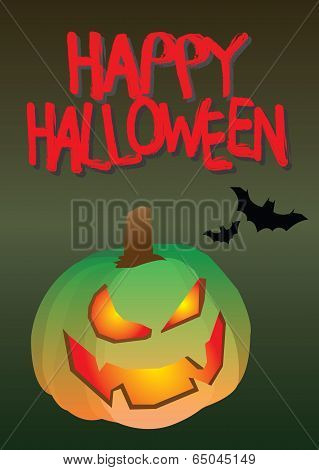 Evil Halloween Pumpkin With Bats
