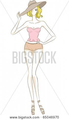 Sketchy Illustration of a Model Wearing Skimpy Clothes