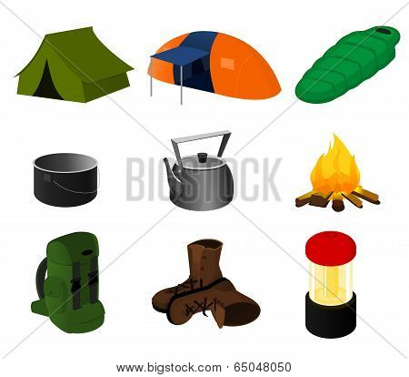 Collection of vector camping icons