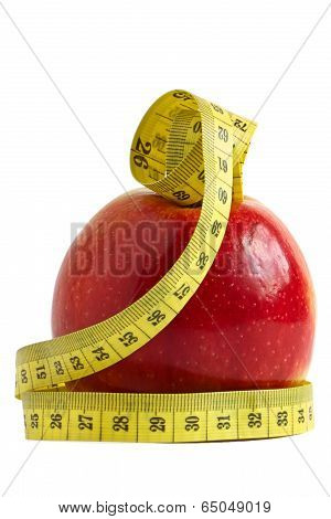 Red Apple With Measuring Tape