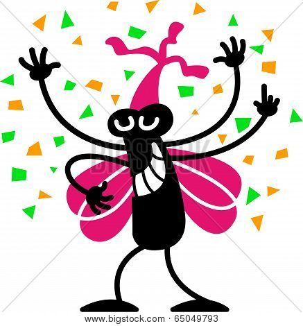 Cool bug celebrating and partying