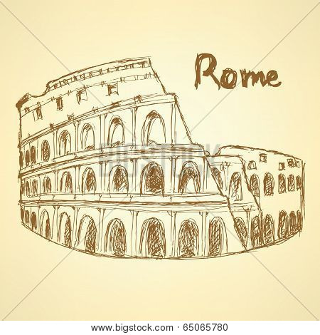 Sketch Coliseum, Vector Vintage Background