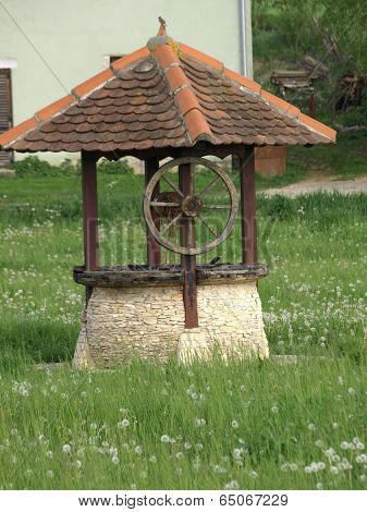 beautiful fountain on the lawn