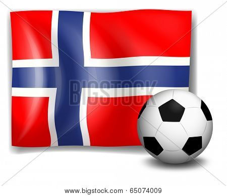Illustration of the flag of Norway with a soccer ball on a white background